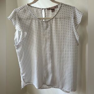 Forever 21 White and Blue Dotted Blouse